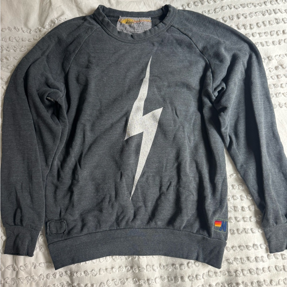 Aviator Nation Lightning Bolt Crew Neck Sweater L